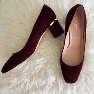 Kate spade suede wine purple and gold block heels